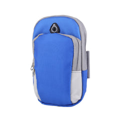 Blue and gray arm bag on a white background