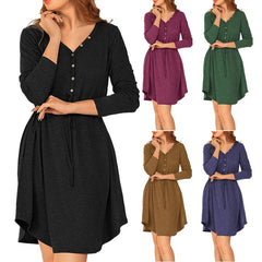 Black dress with a model wearing it, followed by images of the same dress in different colors on a white background.