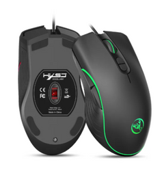 Black gaming mouse with green accents and visible brand logo on a white background