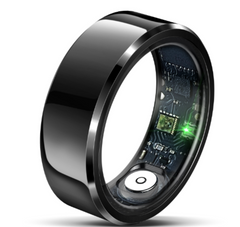 Smart ring with electronic components on a white background
