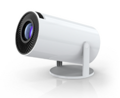 White cylindrical device with a black top on a white background